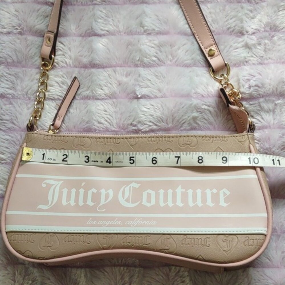 Juicy Couture Los Angeles Pink Tan Fashionista Baguette Shoulder Handbag - Picture 5 of 13